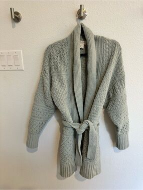 Jessica Simpson Cozy Textured Open-Front Cardigan - Light Sage